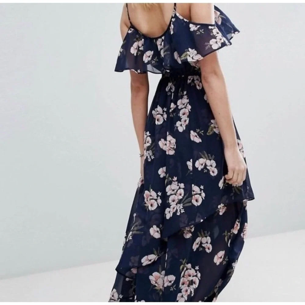Abercrombie &‎ Fitch Maxi Dress Womens Blue Floral Flowy Romantic Cottagecore SM